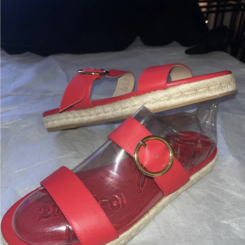 Stuart Weitzman Red Mykonos Two-Strap Slide Espad… - image 8